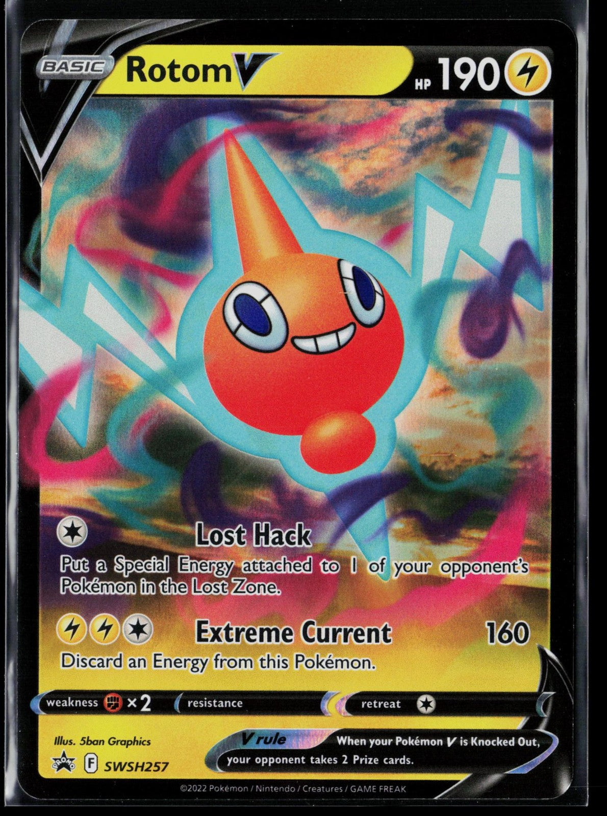 Rotom V SWSH257 Promo Sword & Shield Holo Pokemon NM 5ban Graphics