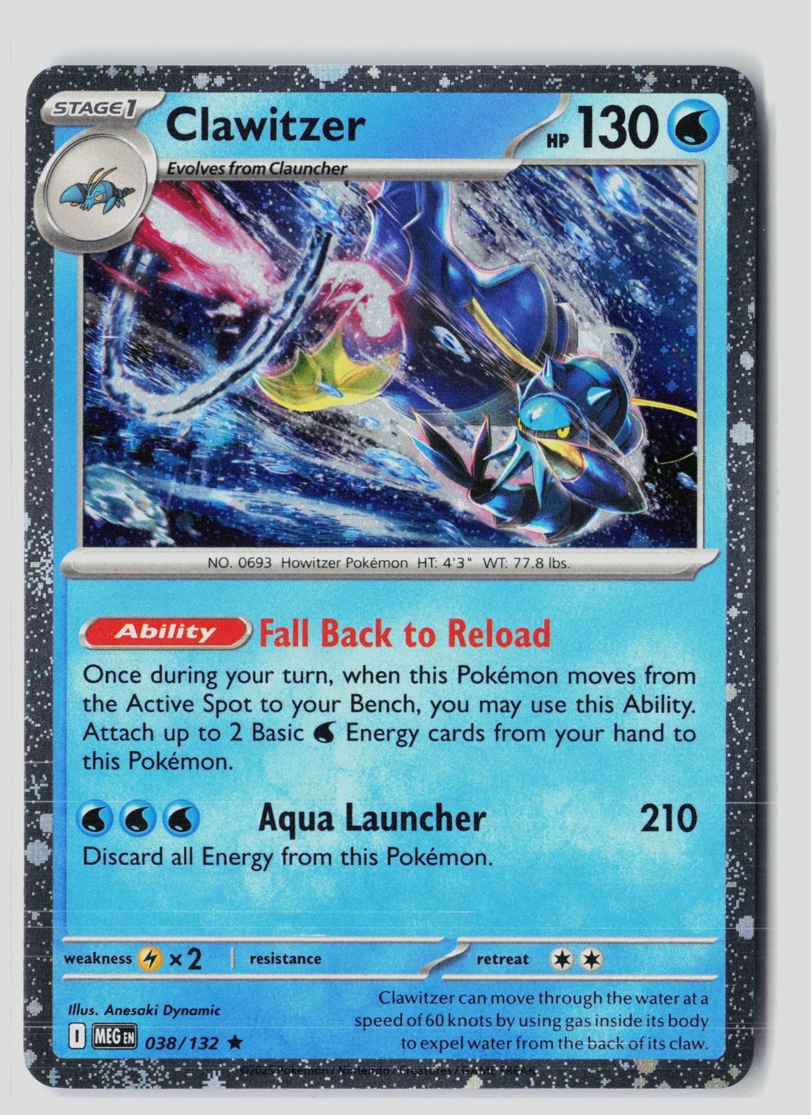 Clawitzer (Cosmos Holo) 038/132 Rare Pokemon NM Anesaki Dynamic
