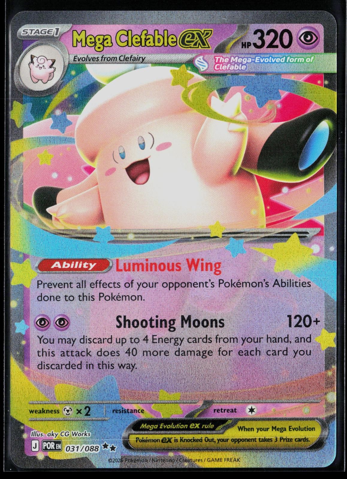 Mega Clefable ex 031/088 Double Rare Perfect Order Pokemon NM aky CG Works