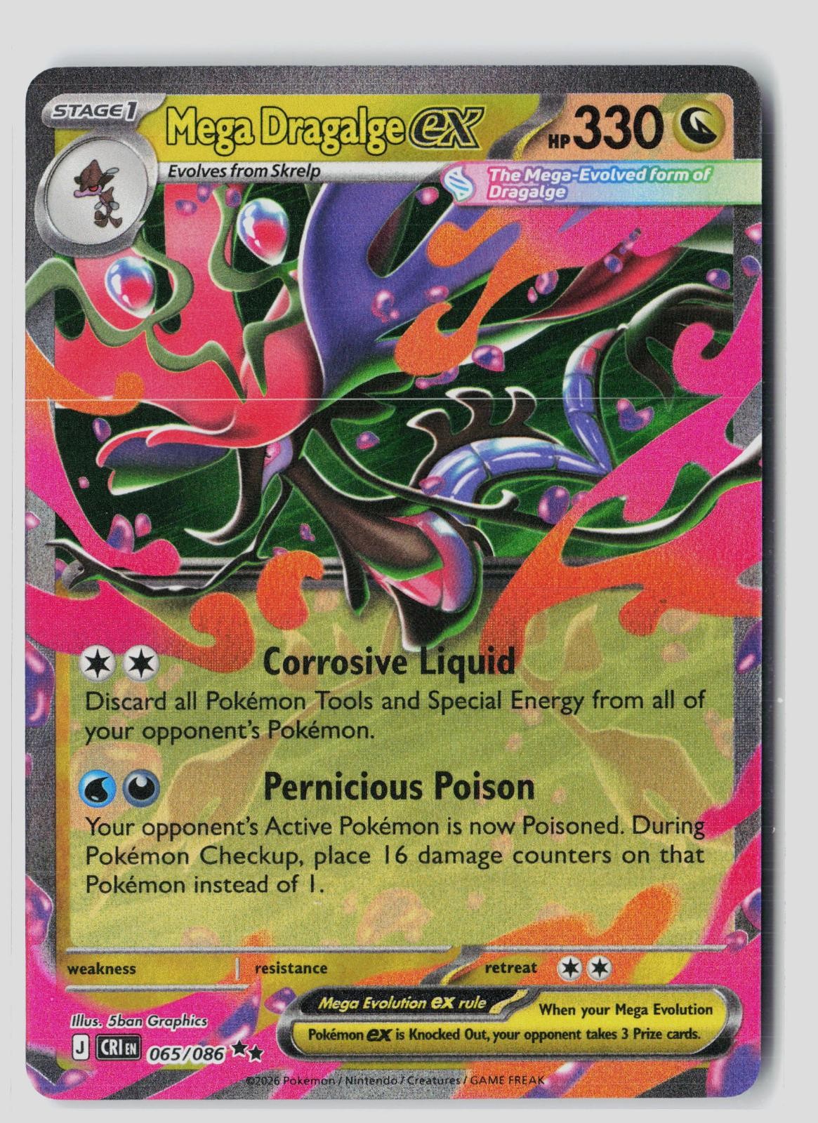 Mega Dragalge ex 065/086 Double Rare Chaos Rising Holo Pokemon NM 5ban Graphics