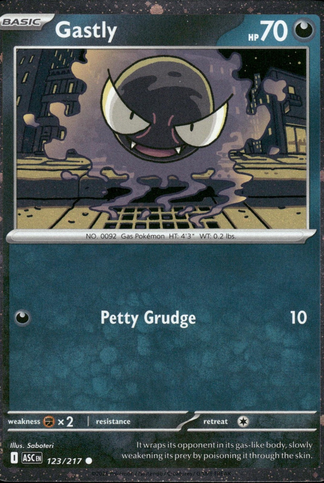 Gastly 123/217 Common Ascended Heroes Cosmos Holo Pokemon NM Saboteri