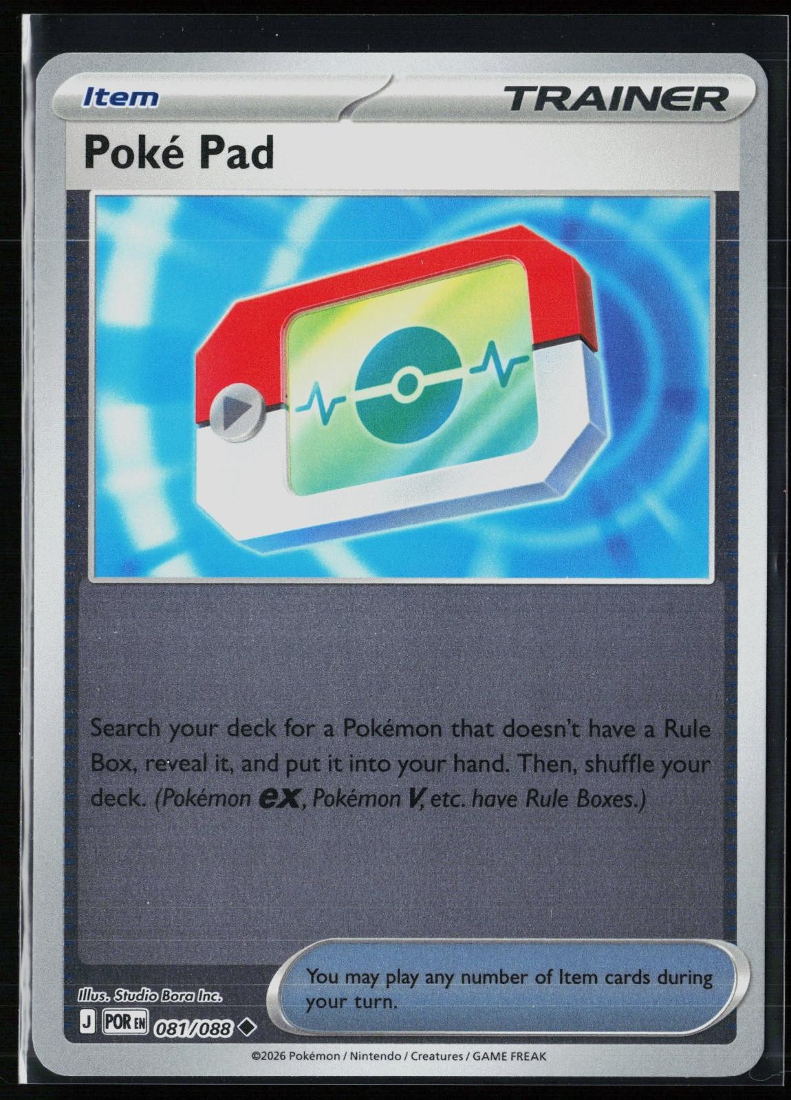 Poke Pad 081/088 Uncommon Perfect Order Reverse Holo Pokemon NM Studio Bora Inc.