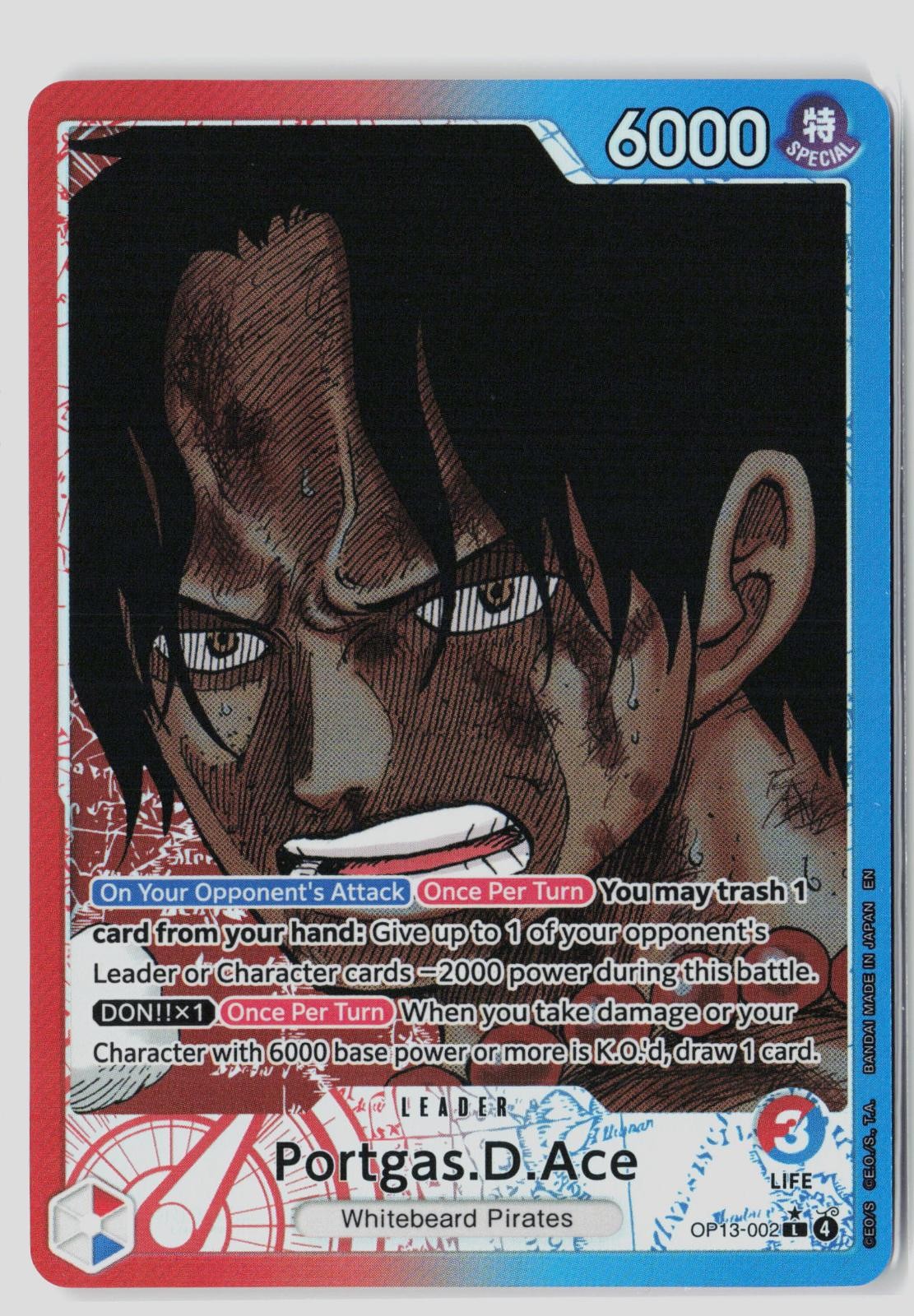 Portgas.D.Ace (002) (Alternate Art) OP13-002 Leader Carrying On His Will NM