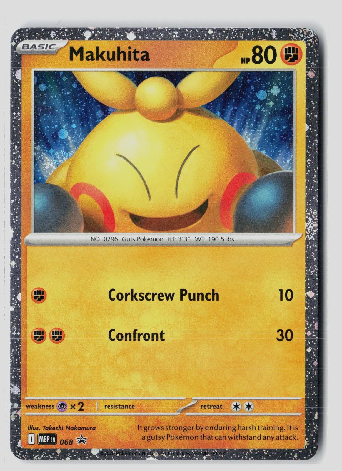 Makuhita (Cosmos Holo) 068 Promo Mega Evolution Pokemon NM Takeshi Nakamura