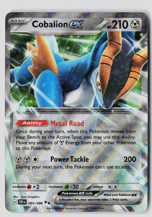Cobalion ex 064/086 Double Rare Chaos Rising Pokemon NM 5ban Graphics