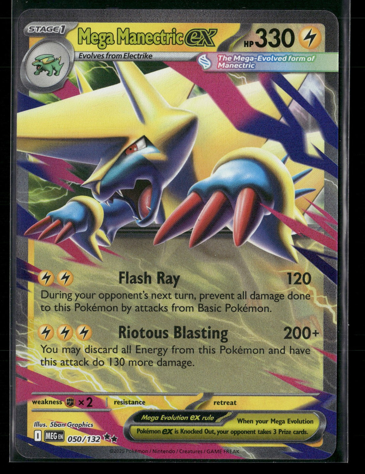 Mega Manectric ex 050/132 Double Rare Mega Evolution Pokemon NM 5ban Graphics