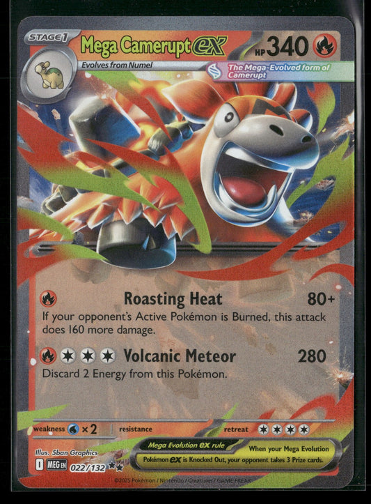 Mega Camerupt ex 022/132 Double Rare Mega Evolution Pokemon NM 5ban Graphics