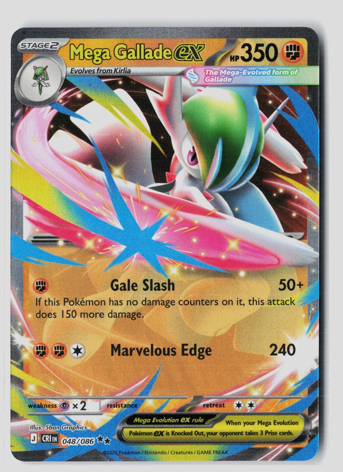 Mega Gallade ex 048/086 Double Rare Chaos Rising Pokemon NM 5ban Graphics