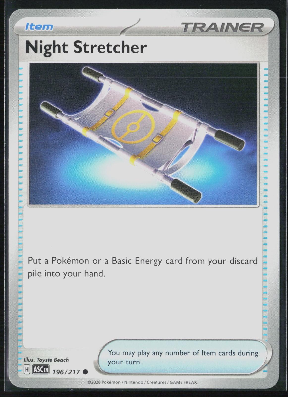 Night Stretcher 196/217 Common Ascended Heroes Pokemon NM Toyste Beach
