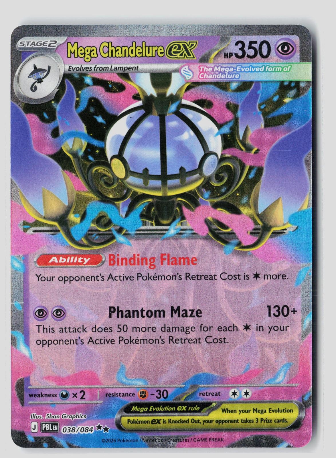Mega Chandelure ex 038/084 Pitch Black Pokemon Holo NM