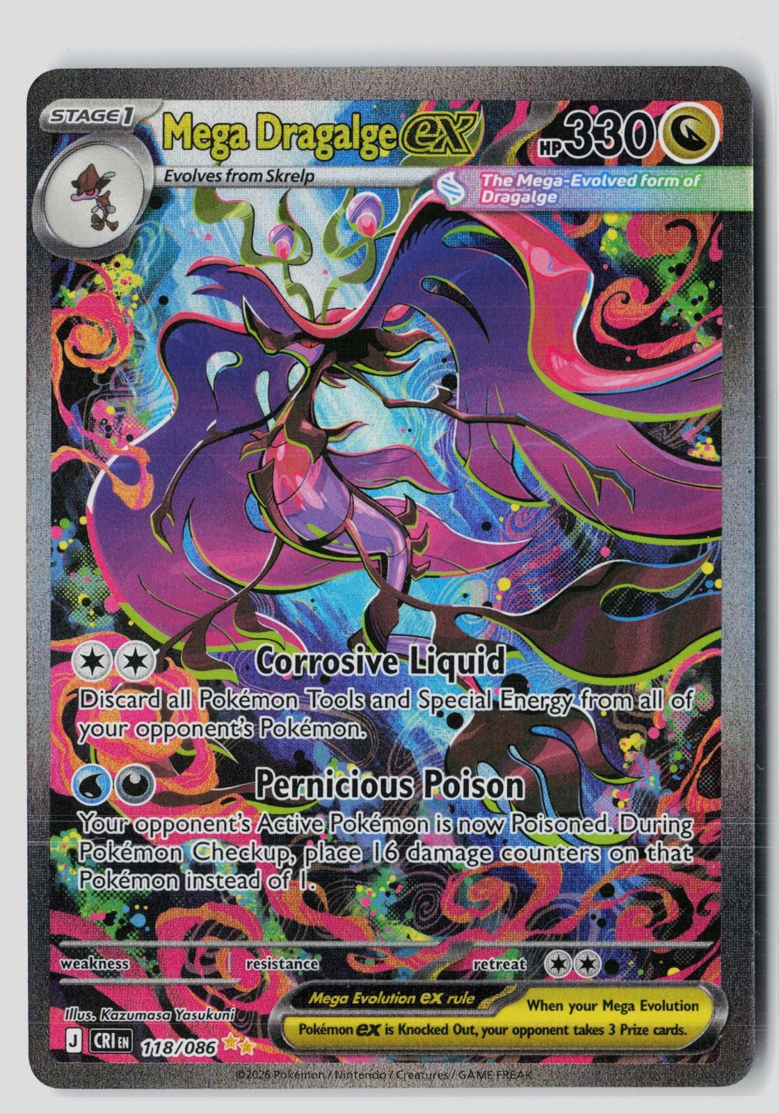 Mega Dragalge ex 118/086 Holo Special Illustration Rare Chaos Rising Pokemon NM