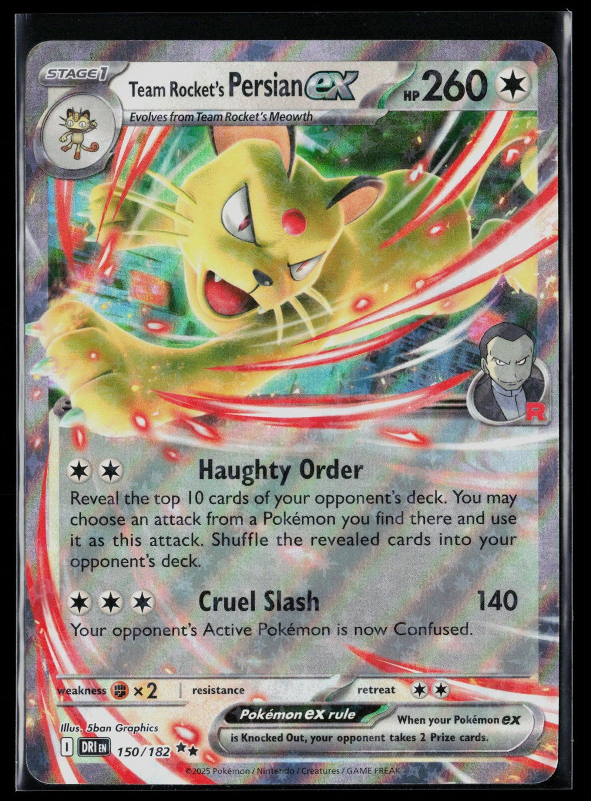 Team Rocket's Persian ex 150/182 Double Rare Destined Rivals Pokemon NM