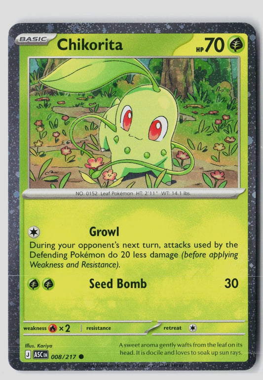 Chikorita (Cosmos Holo) 008/217 Common Pokemon NM Kariya