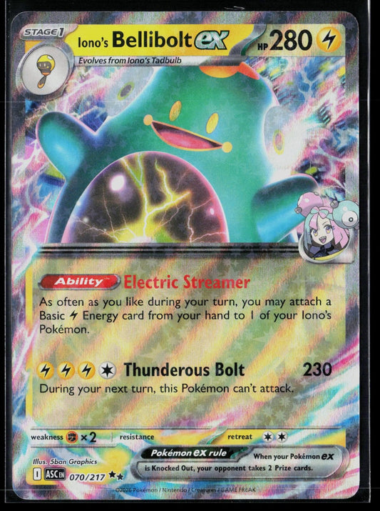 Iono's Bellibolt ex 070/217 Double Rare Ascended Heroes Pokemon NM 5ban Graphics