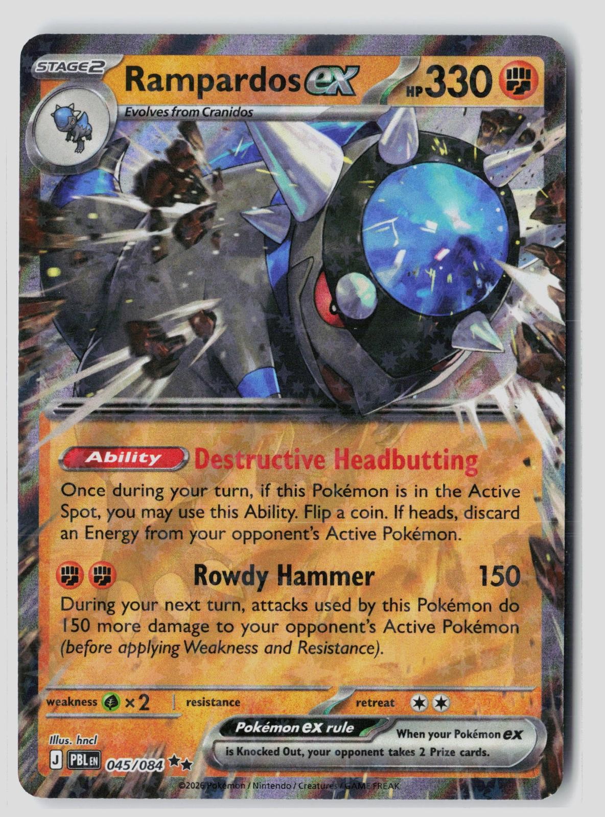 Rampardos ex 045/084 Pitch Black Pokemon Holo NM