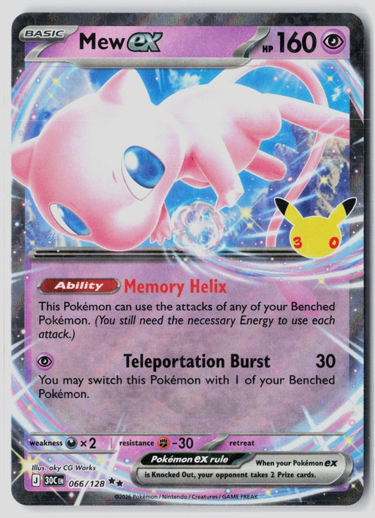 Mew ex 066/128 Ultra Rare 30th Celebration Pokemon aky CG Works