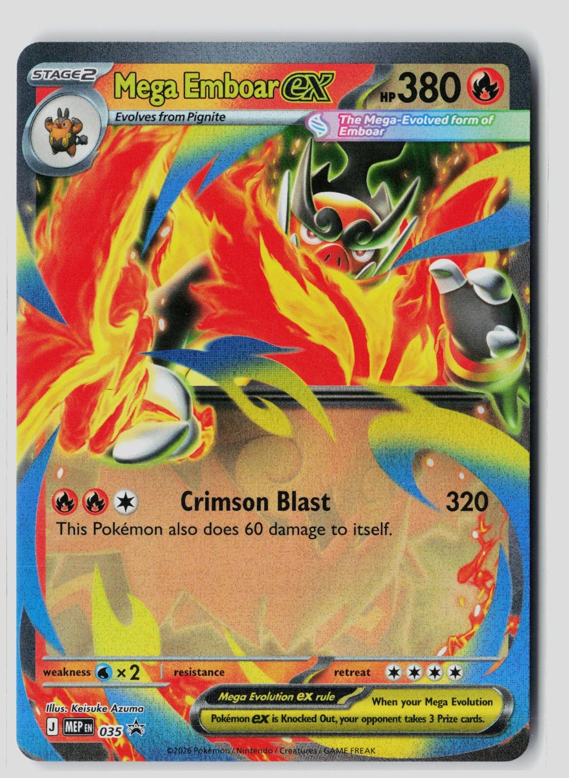 Mega Emboar ex 035 Promo Mega Evolution Holo Pokemon NM 5ban Graphics