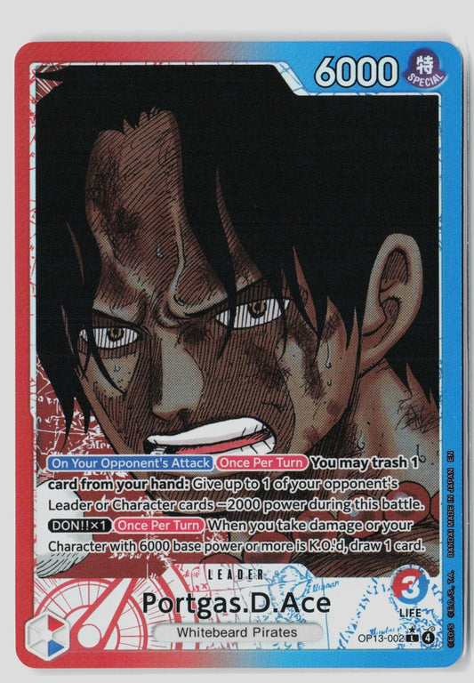 Portgas.D.Ace (002) (Alternate Art) OP13-002 Leader Carrying On His Will NM