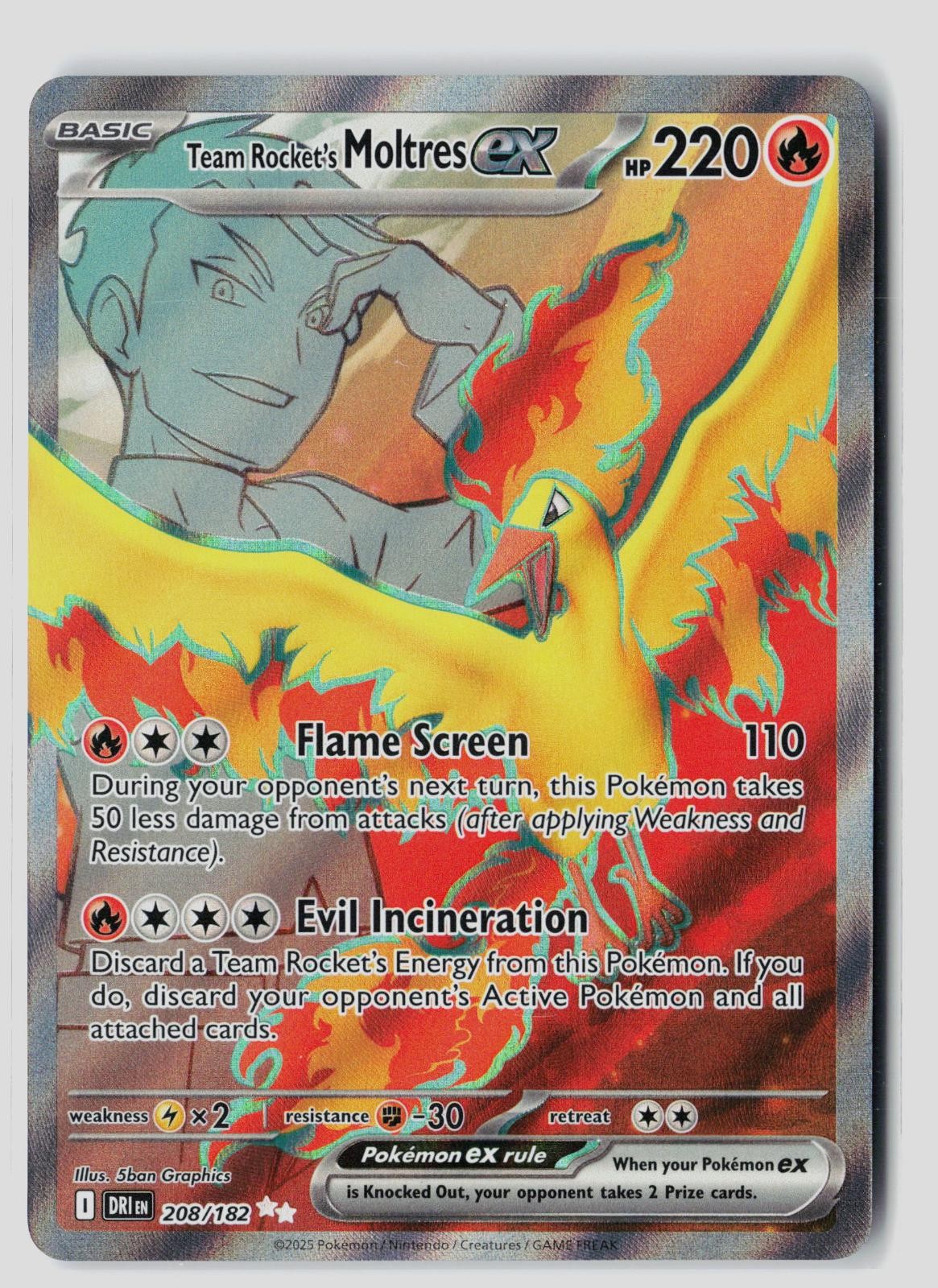 Team Rocket's Moltres ex 208/182 Ultra Rare Destined Rivals Pokemon